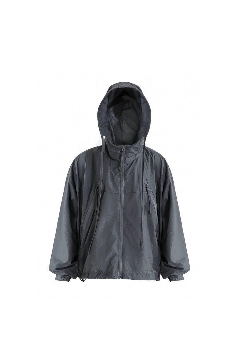 Hooded Windbreaker, Main, color, Grey