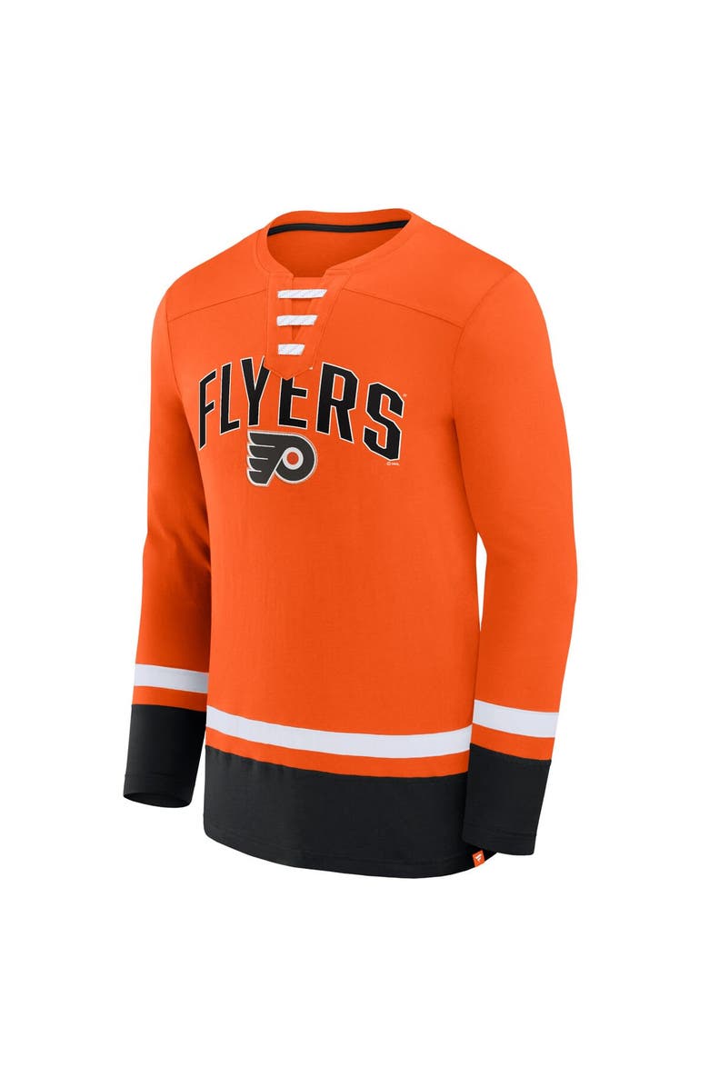 FANATICS Men's Fanatics Branded Orange Philadelphia Flyers Back Pass Lace-Up Long Sleeve T-Shirt, Alternate, color, Orange