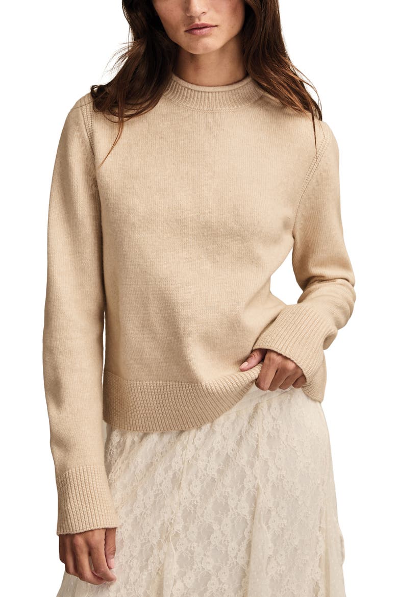 Roll Neck Sweater, Main, color, OAT MILK