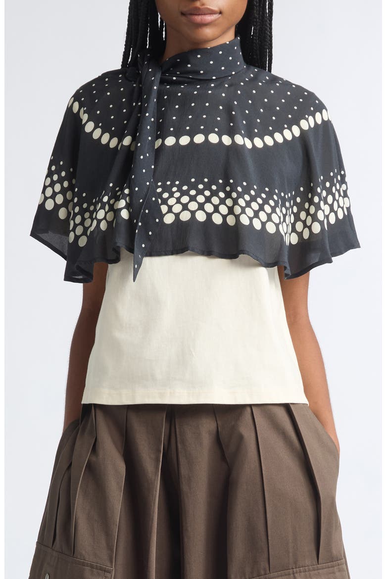 Elly Polka Print Cape T-Shirt, Main, color, BLACK MULTI