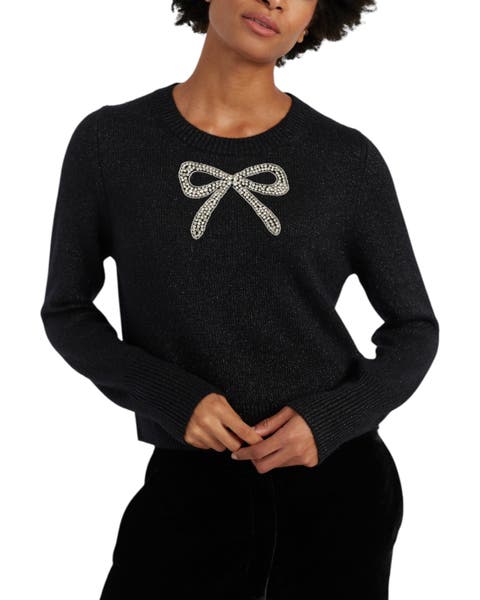 Wool-Cashmere Embellished Bow Sweater