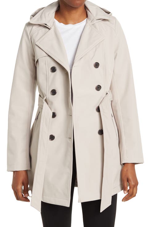 Water-Resistant Hooded Double-Breasted Trench Coat