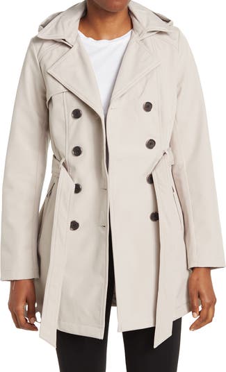 Water-Resistant Hooded Double-Breasted Trench Coat