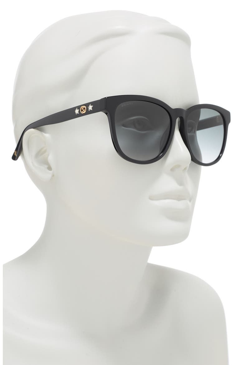 56mm Round Sunglasses, Alternate, color, BLACK