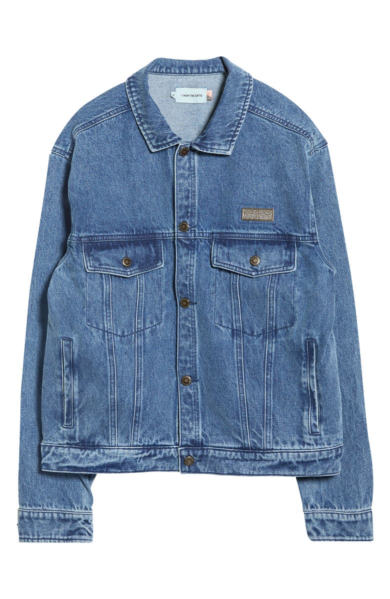 HONOR THE GIFT Washed Denim Trucker Jacket, Main, color, Indigo