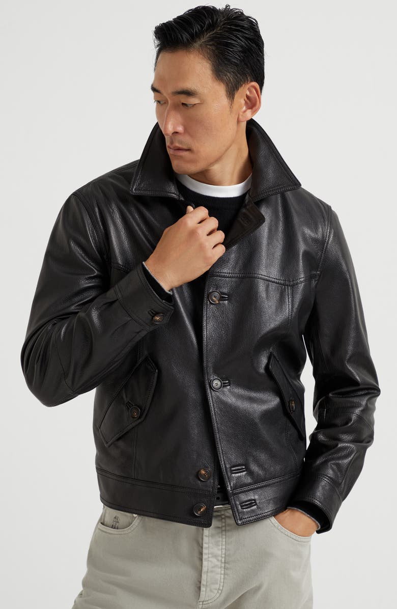 Brunello Cucinelli Grained leather jacket, Alternate, color,