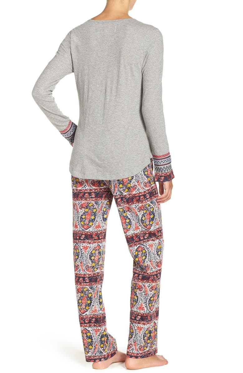 Lucky Brand Henley Pajamas, Alternate, color, Paisley Stripes