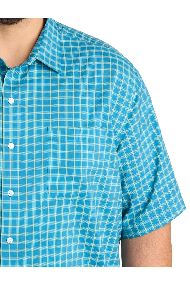 Big & Tall Microfiber Plaid Sport Shirt V2, Alternate, color, NAVY