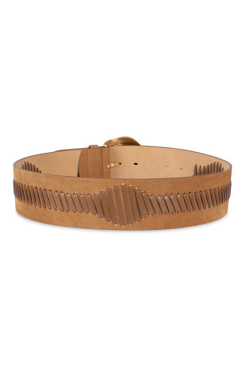 2 1/2 Inch Laced Suede Wide Belt, Alternate, color, TAN SUEDE