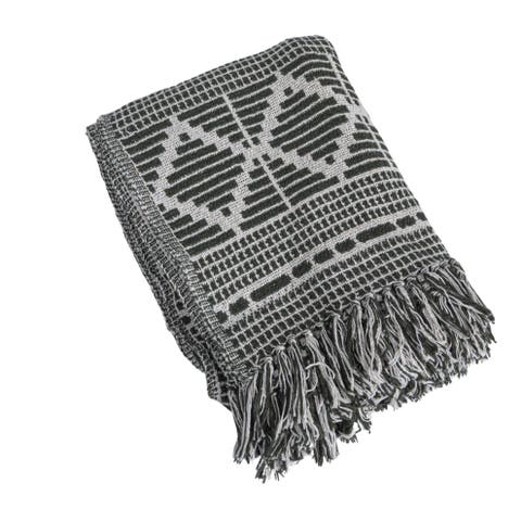 Soft Throw with Diamond Pattern and Fringe