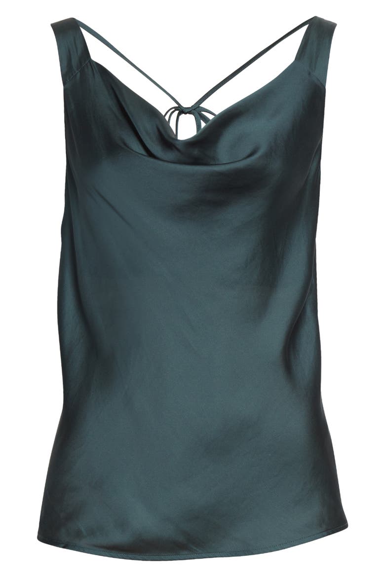 Jaida Cowl Neck Satin Cami, Alternate, color, DARK SPRUCE