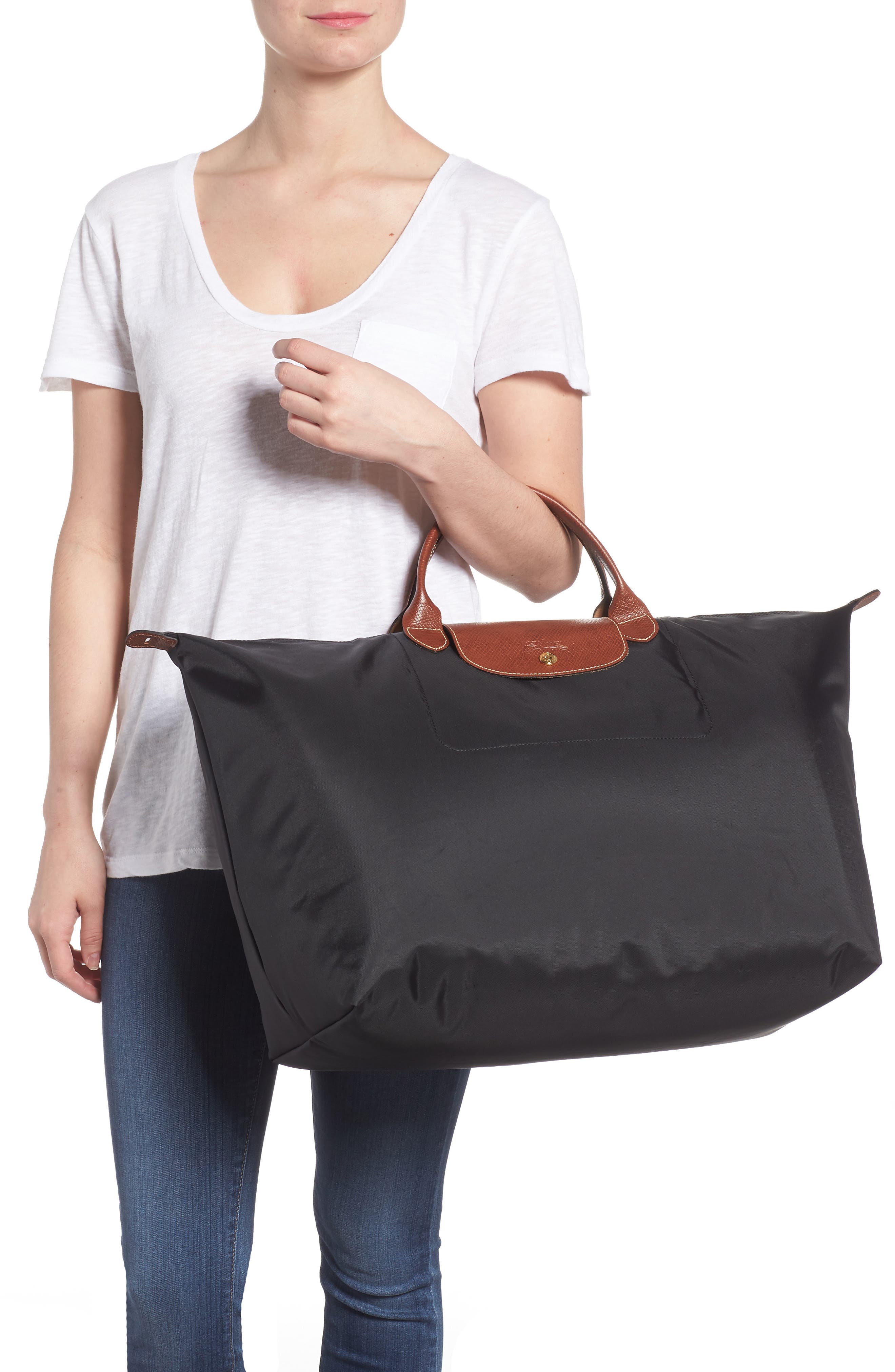 Longchamp Large Le Pliage Original Travel Bag, Alternate, color, Black