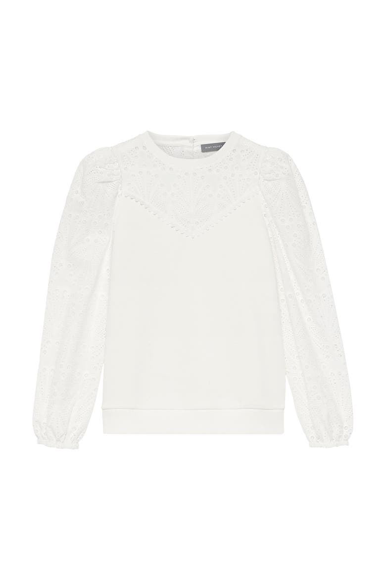 Broderie Detail Sweatshirt, Alternate, color, Ivory