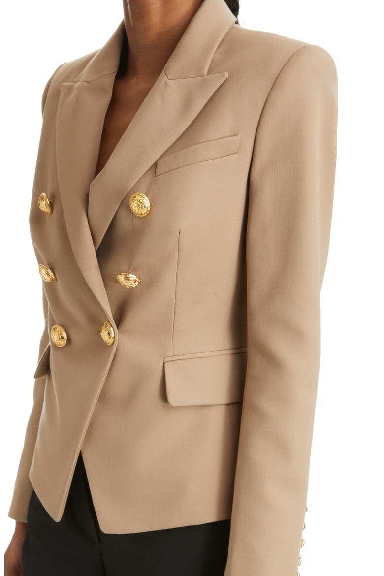 Double Breasted Grain de Poudre Wool Jacket, Alternate, color, SAND