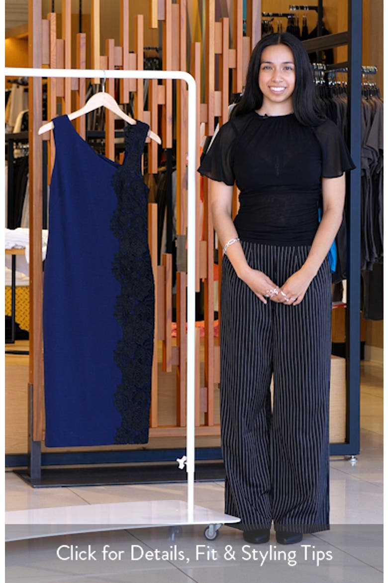 Lace Trim Crepe Midi Cocktail Dress video