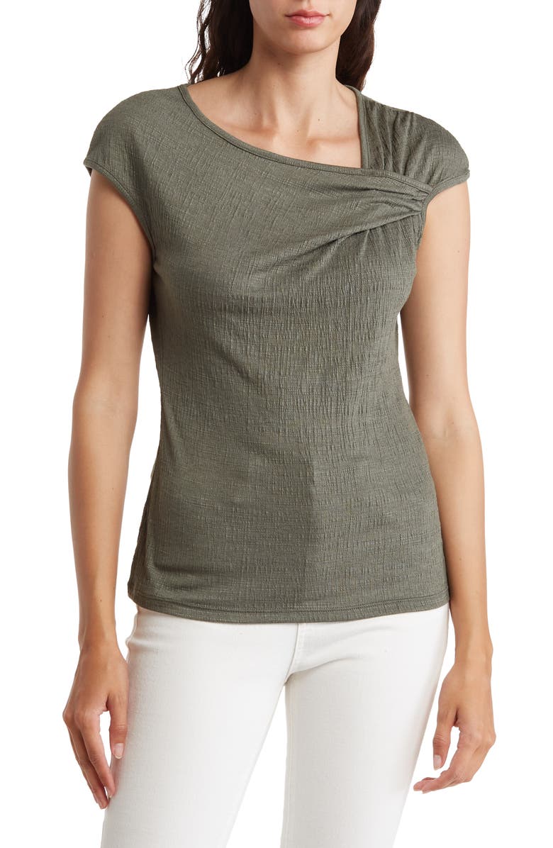 MAX STUDIO Textured Side Gather Top, Main, color, Army