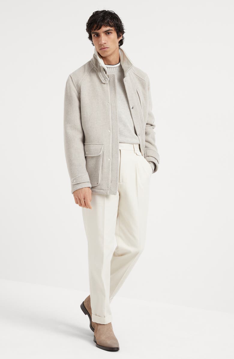 Brunello Cucinelli Cotton jersey long sleeve crew neck T-shirt with logo and faux-layering, Alternate, color, 