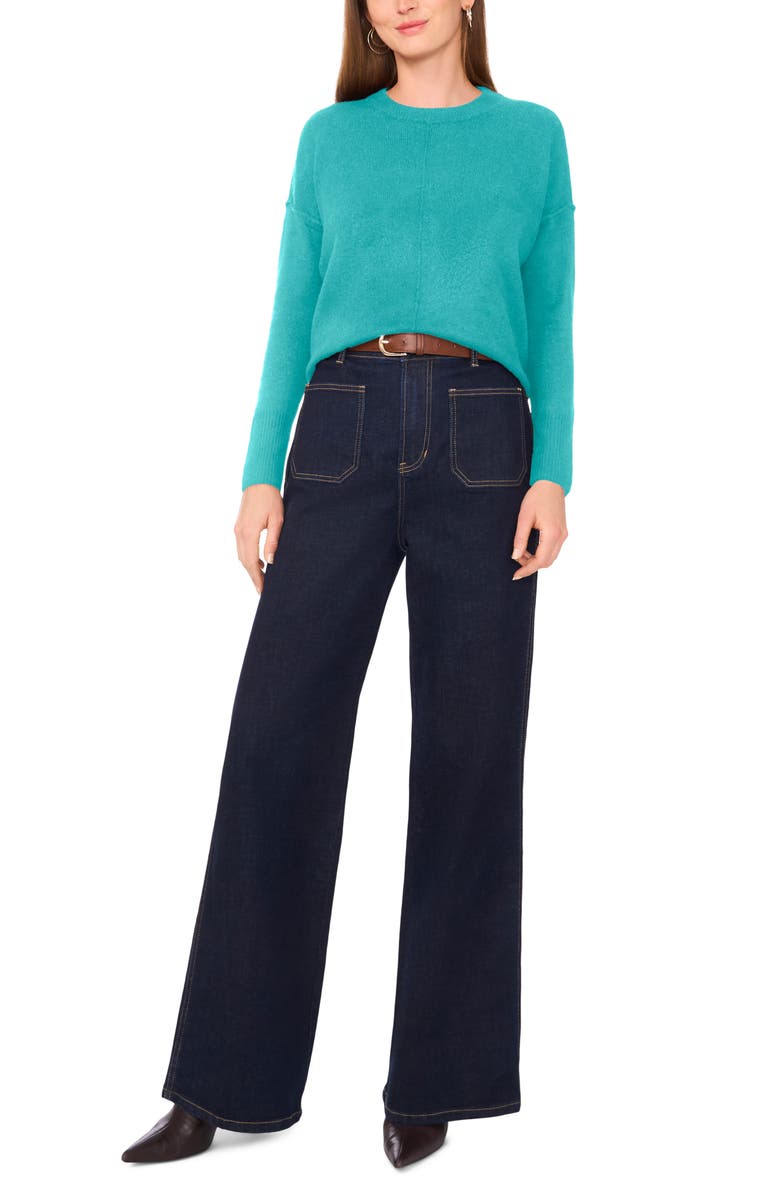 Vince Camuto Center Seam Crewneck Sweater, Alternate, color, Brilliant Aqua