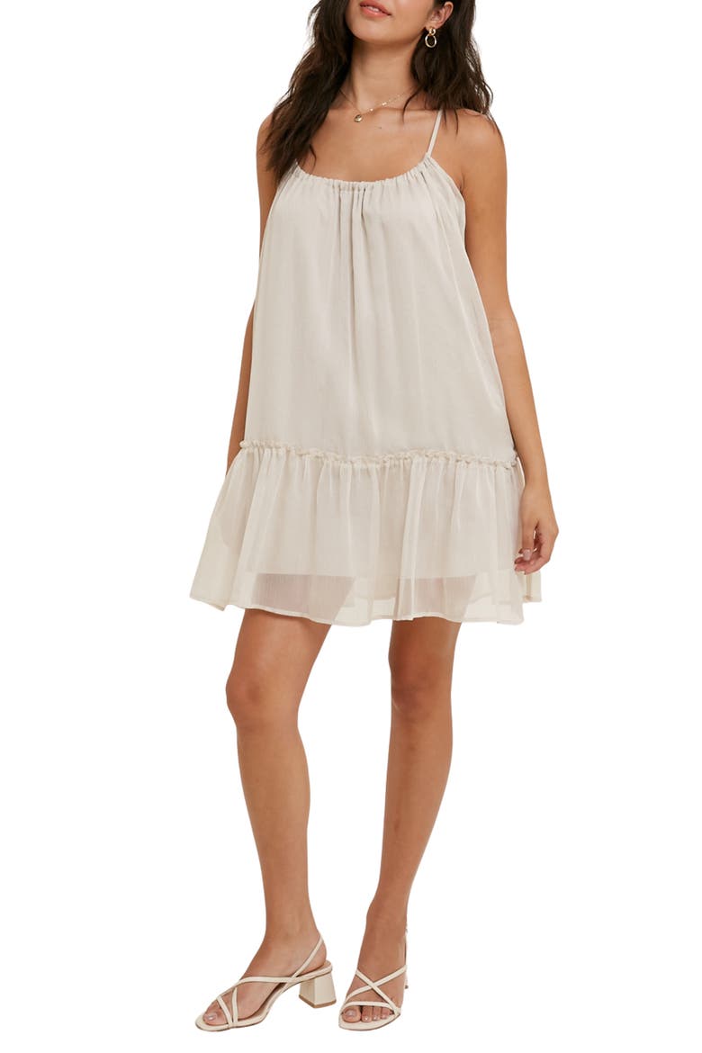 Chiffon Babydoll Minidress, Main, color, CHAMPAGNE
