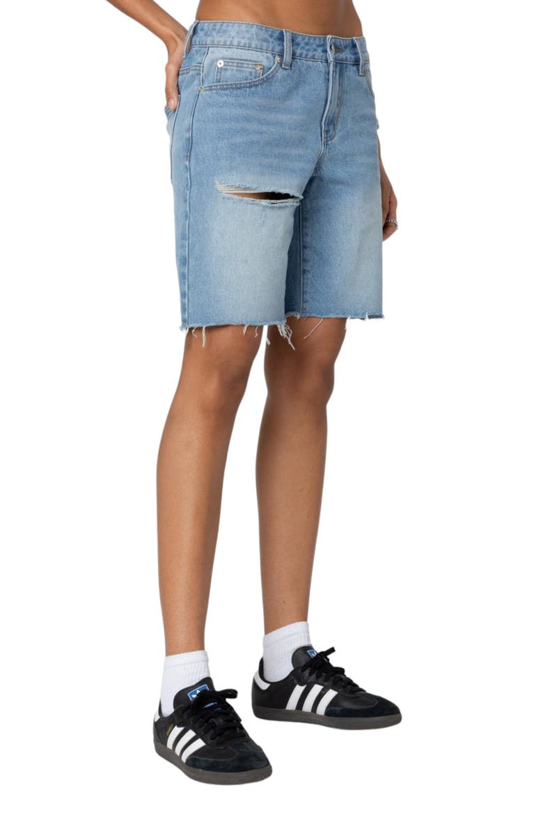 Riptide Ripped Denim Bermuda Shorts, Alternate, color, BLUE-WASHED