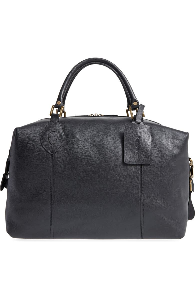 Barbour Leather Duffle Bag, Main, color,