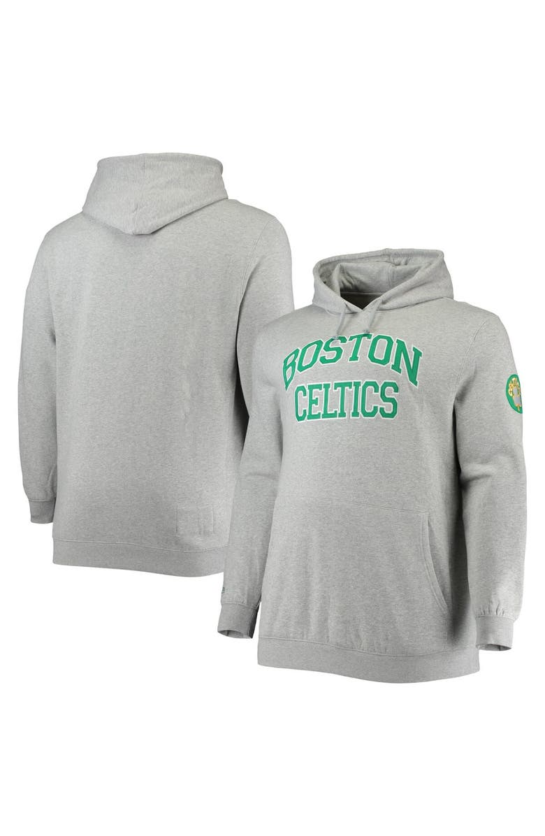 Mitchell & Ness Men's Mitchell & Ness Heathered Gray Boston Celtics Hardwood Classics Big & Tall Throwback Pullover Hoodie, Alternate, color, 