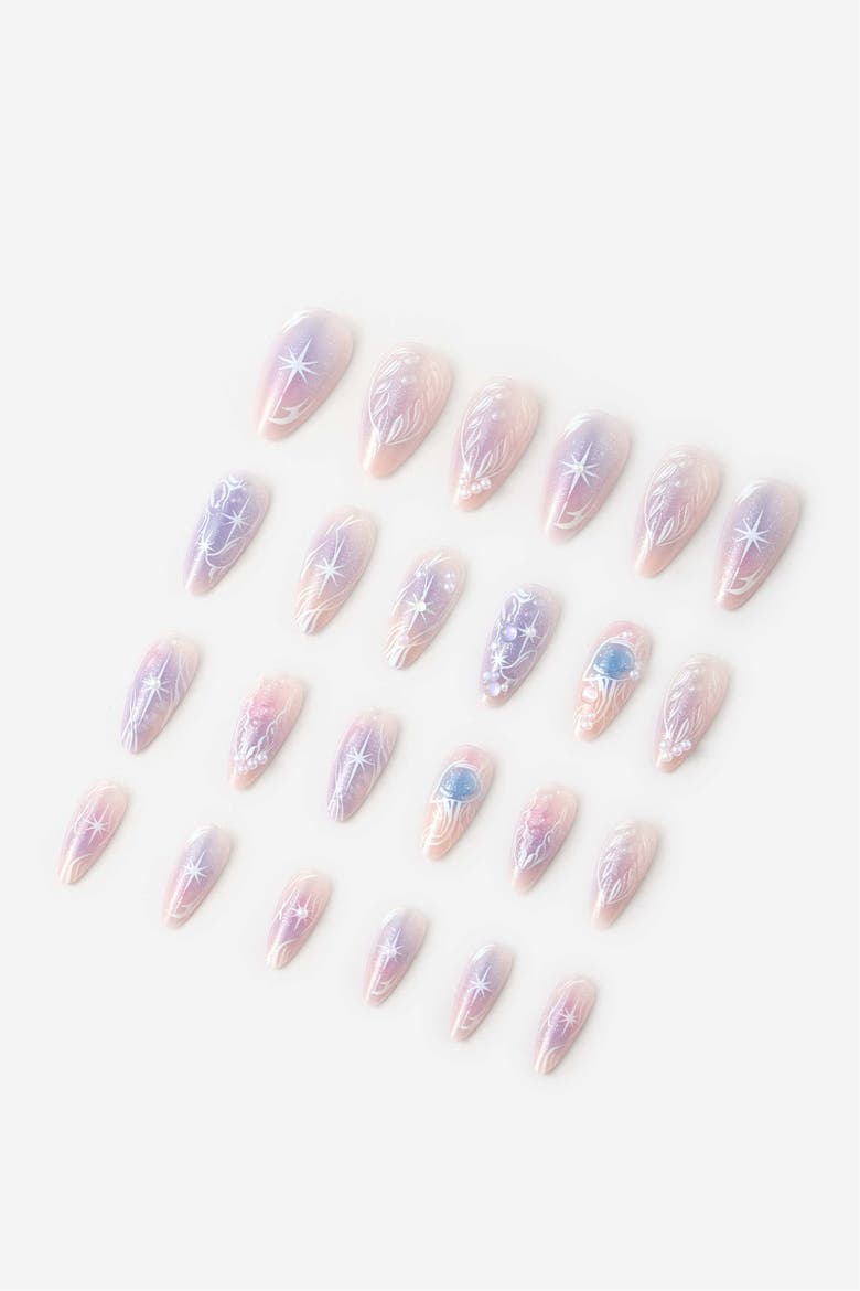 Rave Princess Almond Press On Nails, Main, color, Purple