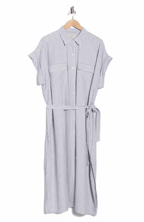 MAX STUDIO Short Sleeve Belted Maxi Shirtdress