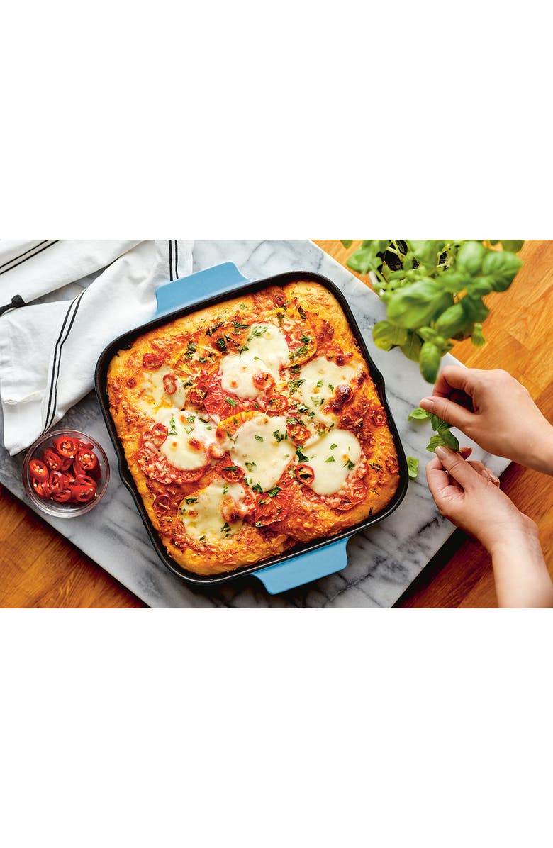 KITCHENAID Enameled Cast Iron 11-Inch Square Grill Pan, Alternate, color, Blue Velvet