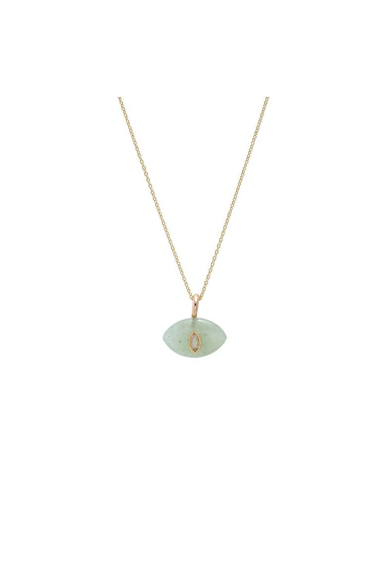 Evil Eye Natural Stone Pendant Necklace, Main, color, Jade Green