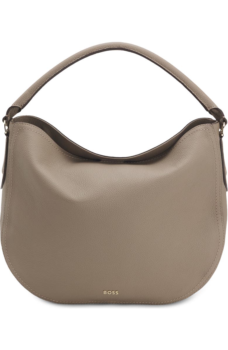 HUGO Lenah Leather Shoulder Bag, Main, color, Open Brown