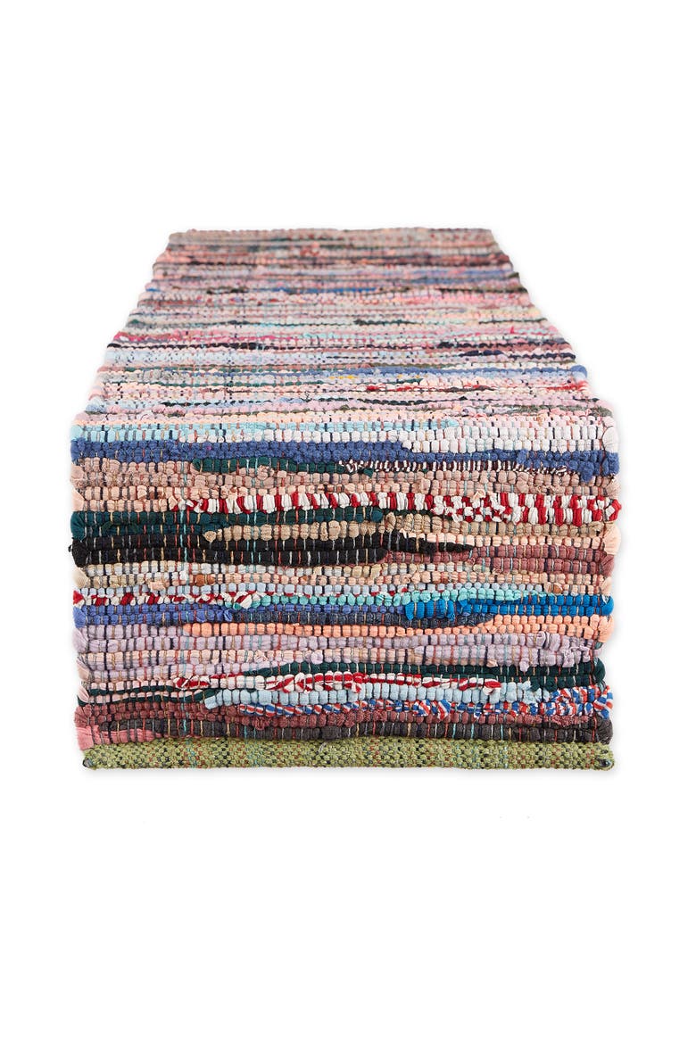 Multi Color Chindi Rag Table Runner, Main, color, Stonewash Blue