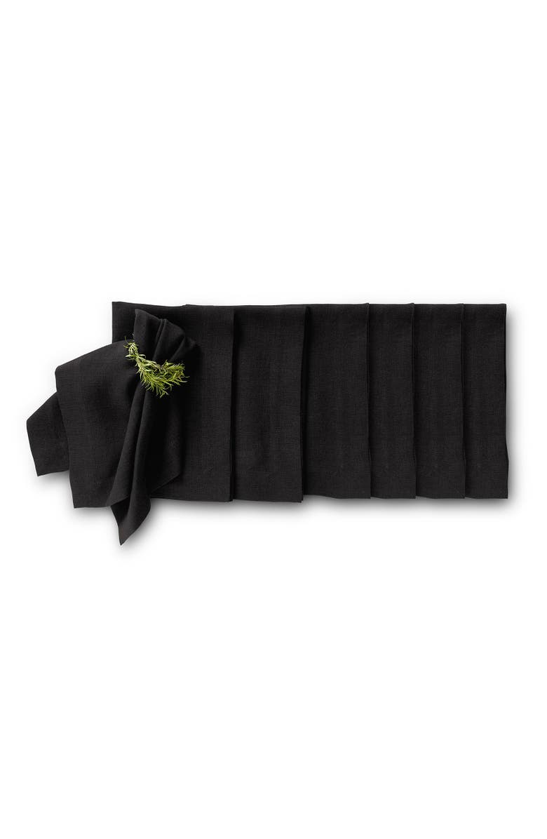Solino Home Linen Dinner Napkins Set of 6, 20 x 20 Inch for Dining Table, Holiday and Everyday Table Decor - Sonoma, Main, color, Black