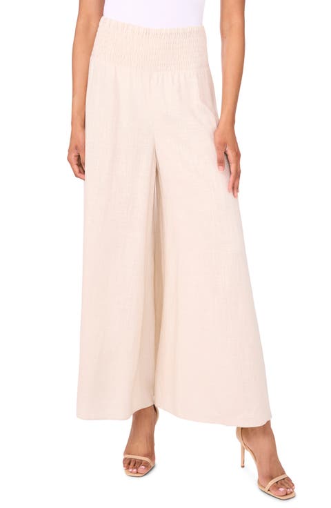 Smocked Waist Wide Leg Pants
