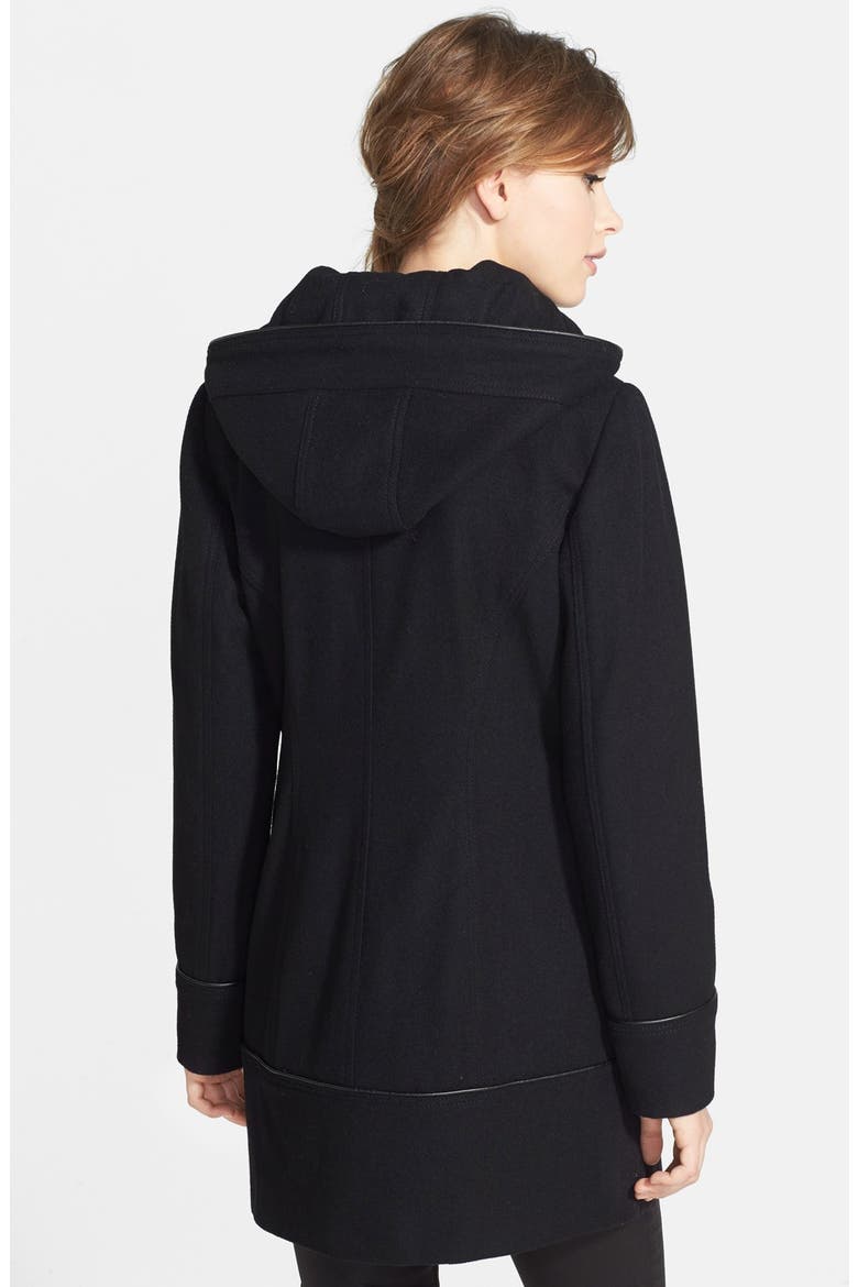 Long Wool Blend Peacoat, Alternate, color, BLACK
