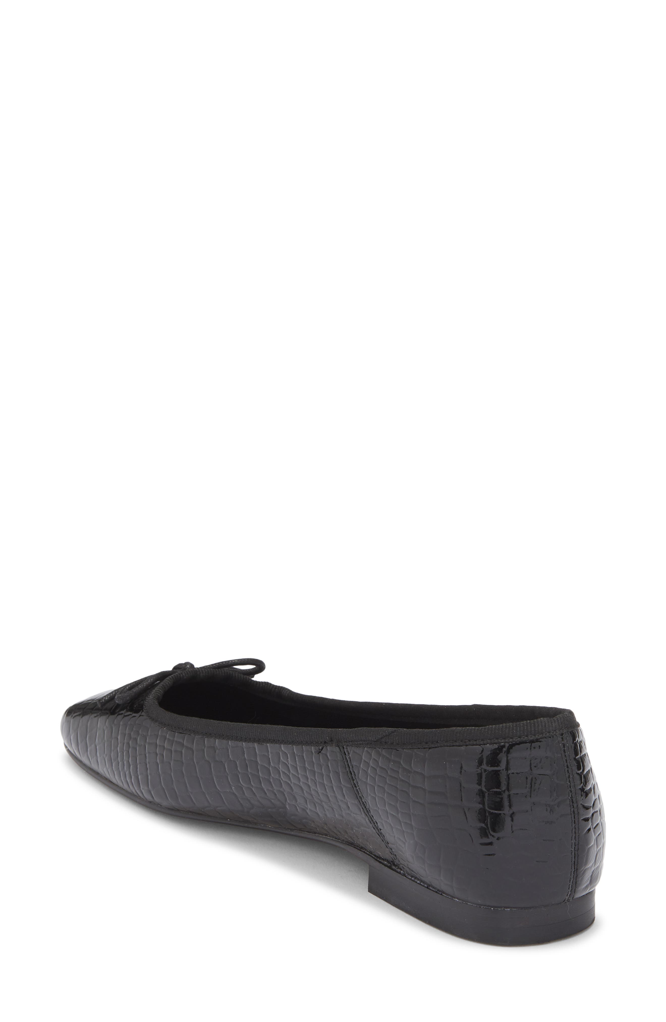 Dolce Vita Anisa Square Toe Flat, Alternate, color, Noir Embossed