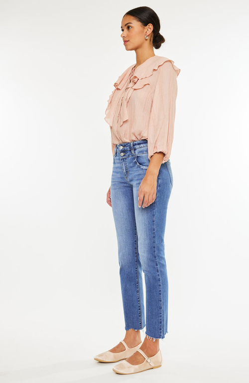 Kancan Kathleen Essentials High Rise Slim Straight Jeans In Blue