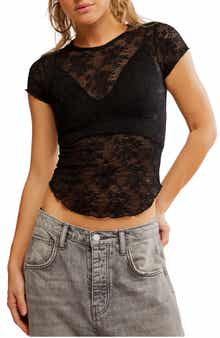 Free People Ready to Go Lace T-Shirt