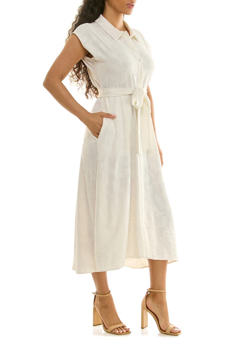 Floral Cap Sleeve Shirtdress, Alternate, color, IVORY