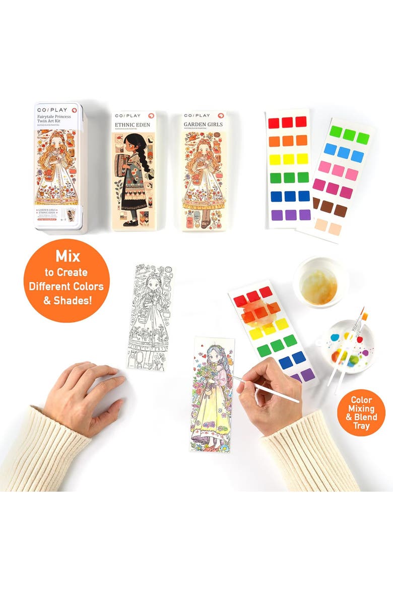 Watercolor Painting Art Kit, Fairytale Princess, Tin Box, Kids 6+, Alternate, color, Multicolored