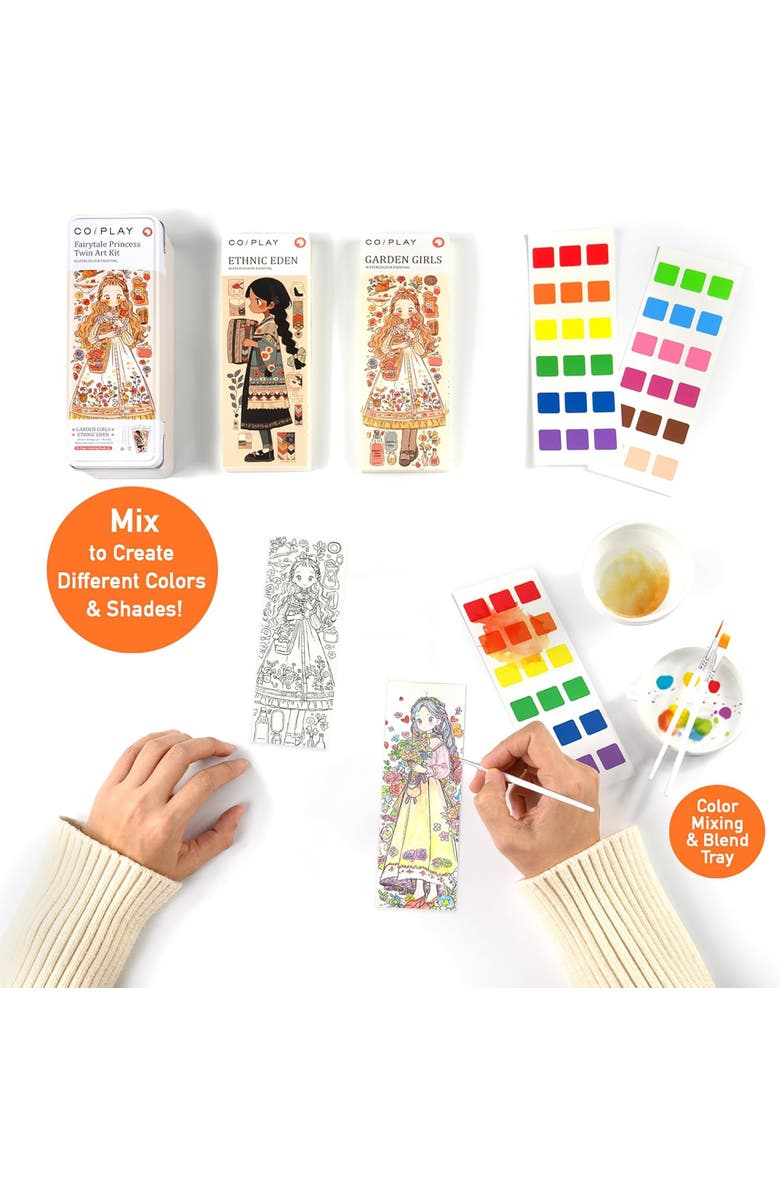 COIPLAY Watercolor Painting Art Kit, Fairytale Princess, Tin Box, Kids 6+, Alternate, color, Multicolored