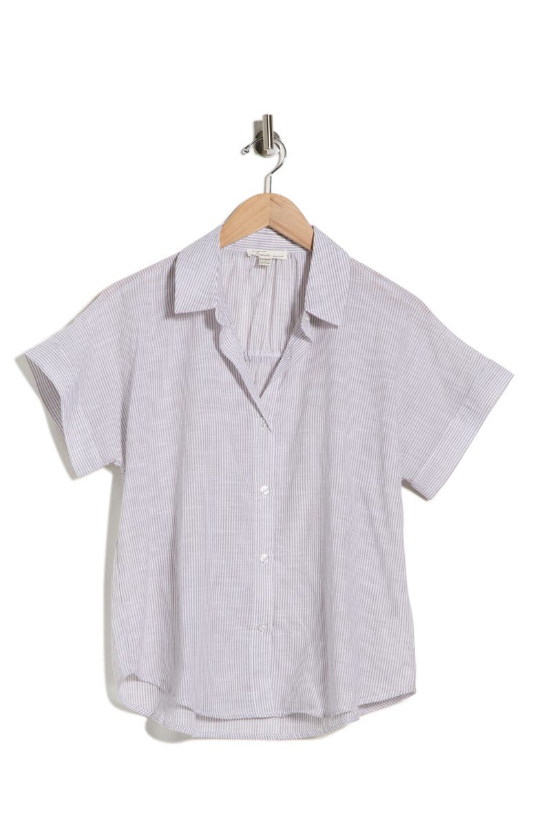 Trove New York The Ruched Button-Up Shirt, Alternate, color, Sage Tint