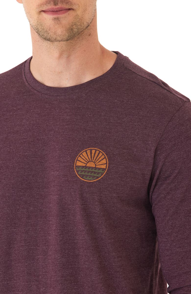 Threads 4 Thought Round Horizon Soft Wash Cotton Blend Graphic Long Sleeve T-Shirt, Alternate, color, Ultra Maroon