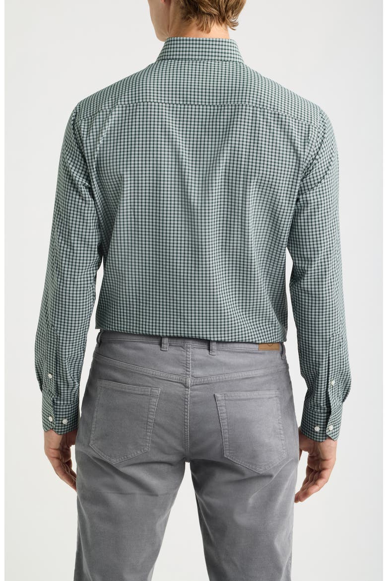 Eugene Tailored Fit Check Performance Poplin Button-Down Shirt, Alternate, color, DARK OLIVE