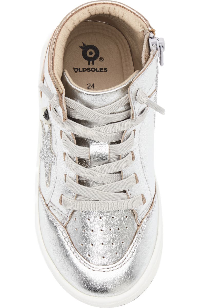OLD SOLES Kids' Starling Metallic High Top Sneaker, Alternate, color, Silver / Copper / Glam Argent