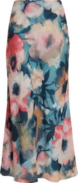 Lela Rose Abstract Floral Chiffon A-Line Skirt