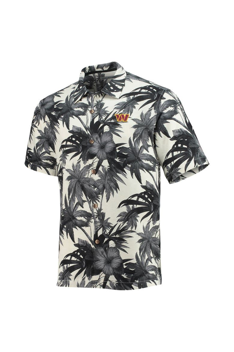 Men's Tommy Bahama Black/Gray Washington Commanders Sport Harbor Island Hibiscus Camp Button-Up Shirt, Alternate, color, Black