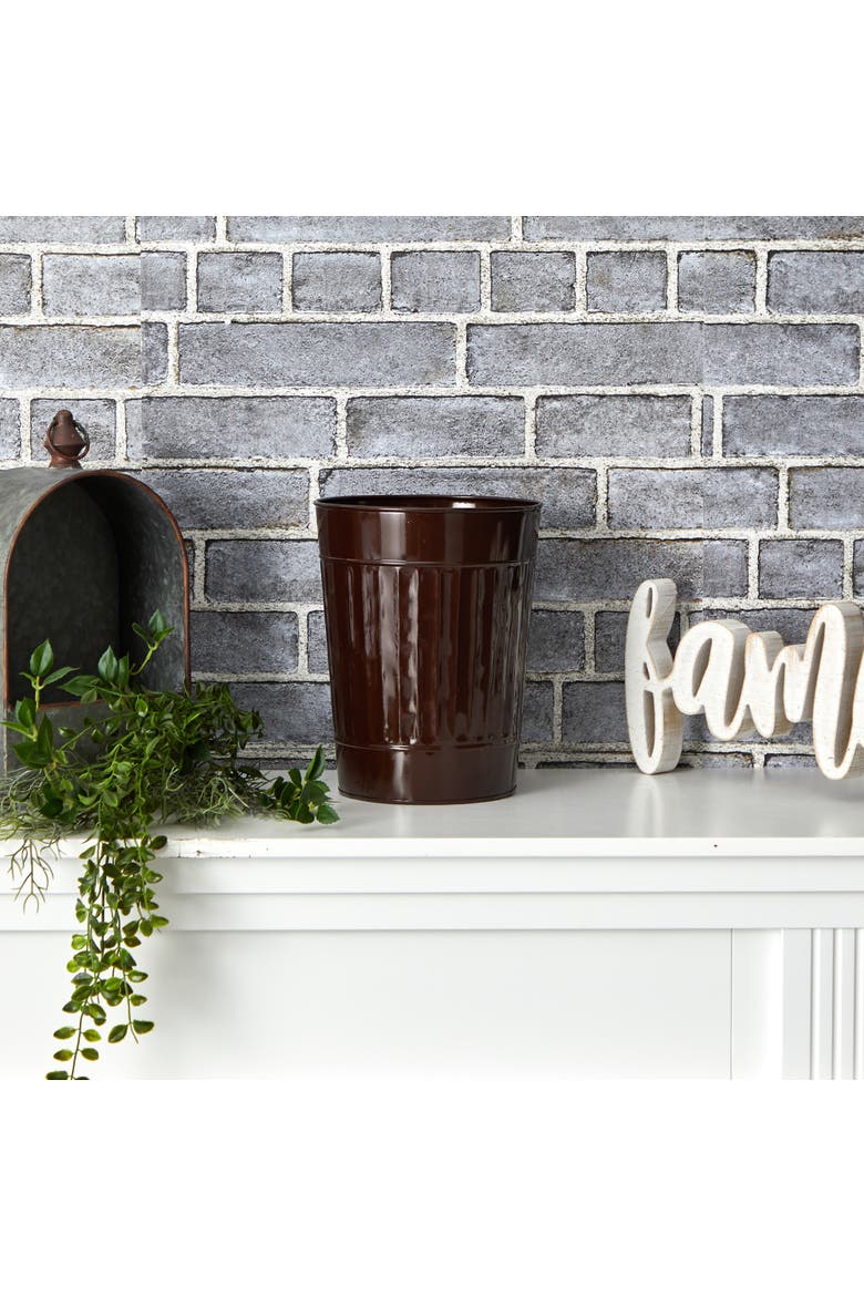 10-in Farmhouse Country Pail Planter, Alternate, color, Brown