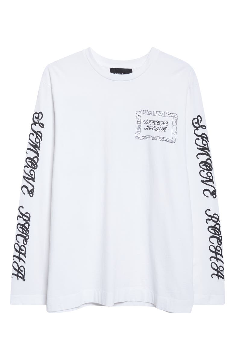 Simone Rocha Pillowcase Logo Print Long Sleeve T-Shirt, Main, color, White/ Black