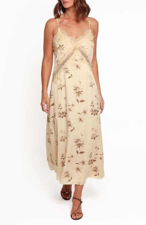 Capaldi Floral Lace Trim Maxi Dress